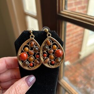 Gold and Earth Tones Teardrop Earrings